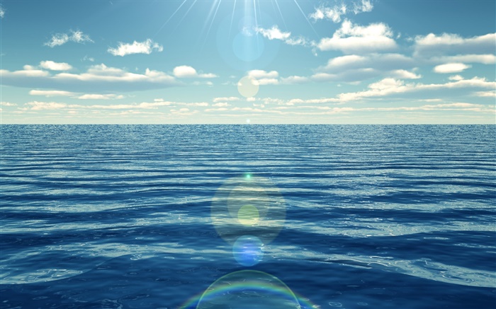 Mar azul, raios do sol Papéis de Parede, imagem