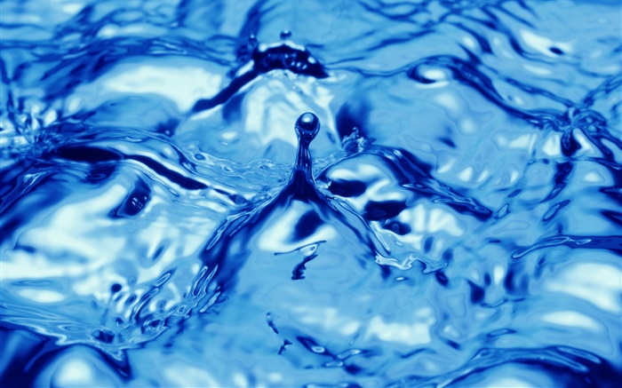 Água azul close-up, gotas, respingo Papéis de Parede, imagem
