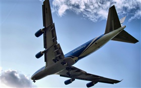 Boeing 747 voando aviões, vista de baixo HD Papéis de Parede