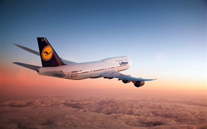 Boeing 747 aviões, céu, crepúsculo Papéis de Parede, imagem