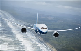 Boeing 787 aviões, voando, mar HD Papéis de Parede