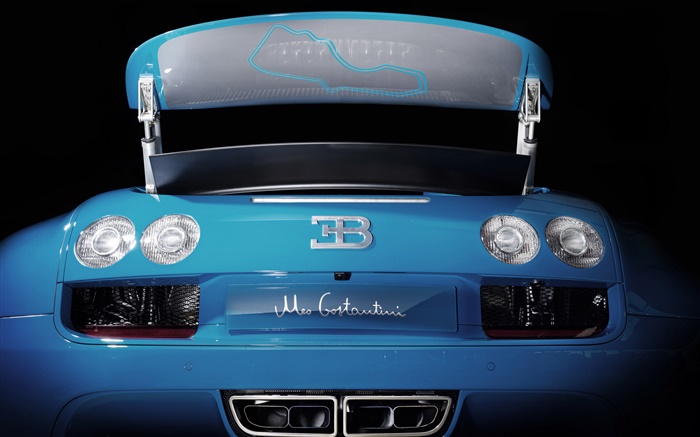 Bugatti Veyron 16.4 azul supercar retrovisor Papéis de Parede, imagem