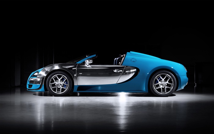 Bugatti Veyron 16.4 azul supercar vista lateral Papéis de Parede, imagem