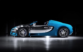 Bugatti Veyron 16.4 azul supercar vista lateral HD Papéis de Parede