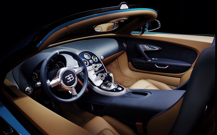 Bugatti Veyron 16.4 supercar interior close-up Papéis de Parede, imagem