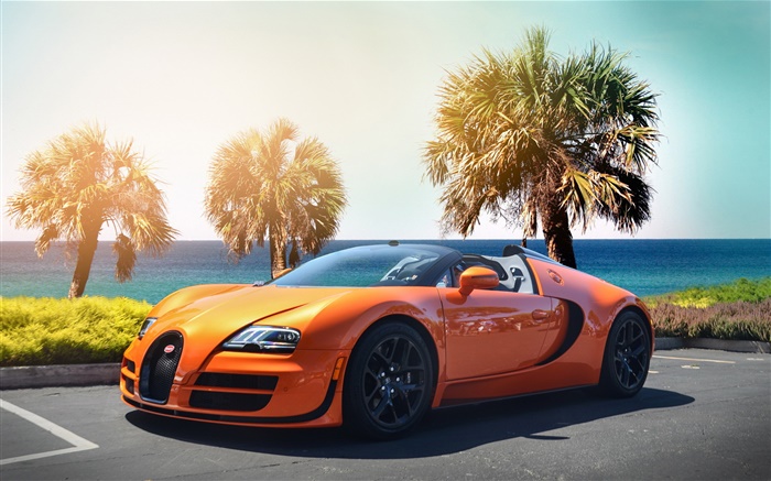 Bugatti Veyron laranja hypercar supercar Papéis de Parede, imagem