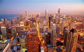 Da cidade de Chicago, EUA, alvorecer, arranha-céus HD Papéis de Parede