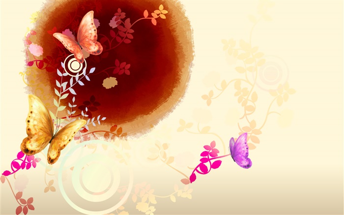Arte chinesa da tinta, borboleta com flores Papéis de Parede, imagem