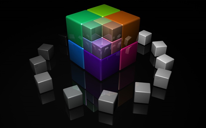 Cubo 3D colorido Papéis de Parede, imagem