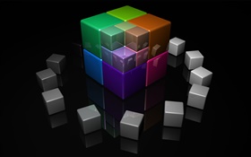 Cubo 3D colorido HD Papéis de Parede