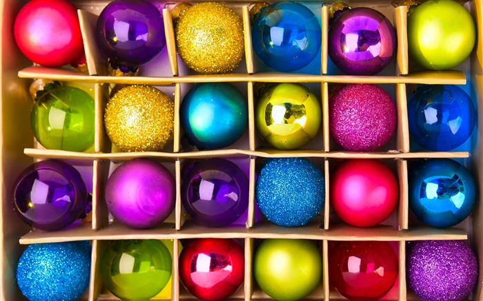 Bolas coloridas festivas, Natal Papéis de Parede, imagem