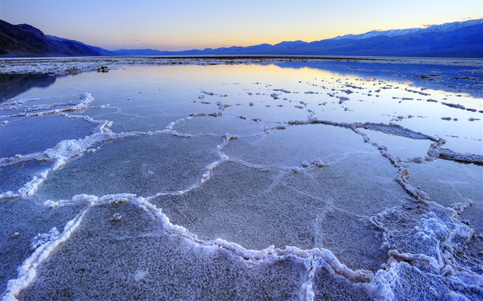 Cenário do mar morto, sal, crepúsculo Papéis de Parede, imagem