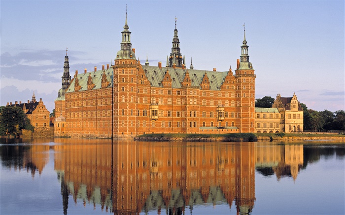 Dinamarca, castelo, lago Papéis de Parede, imagem