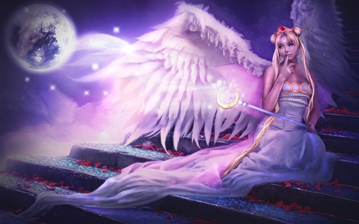Fantasia anjo da menina, estilo roxo Papéis de Parede, imagem