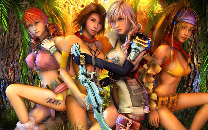 Final Fantasy XIII, quatro meninas Papéis de Parede, imagem