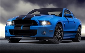Ford Mustang Shelby GT500 azul supercar vista frontal