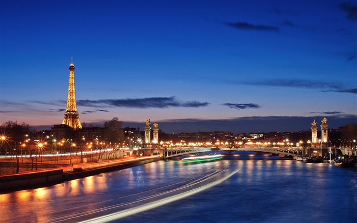 Francês, Paris, cidade da noite, luzes, belas paisagens Papéis de Parede, imagem