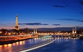 Francês, Paris, cidade da noite, luzes, belas paisagens
