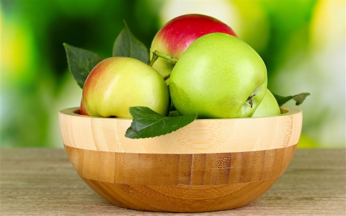 Frutas frescas, maçãs verdes e vermelhas Papéis de Parede, imagem