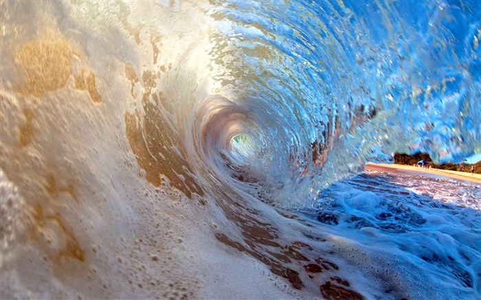 Hawaii, ondas, túnel de água Papéis de Parede, imagem