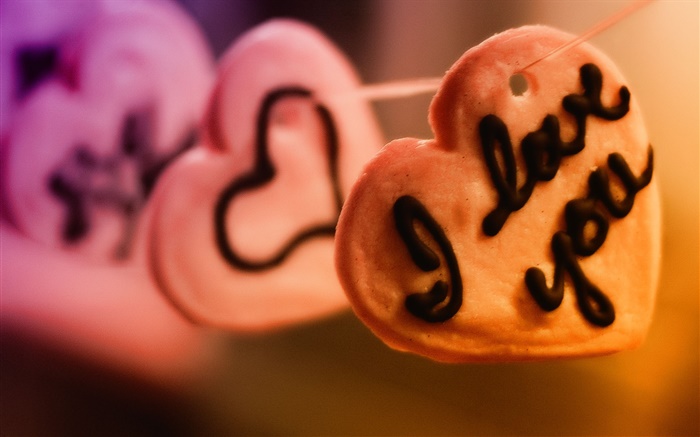 Eu te amo, te amo corações biscoitos Papéis de Parede, imagem