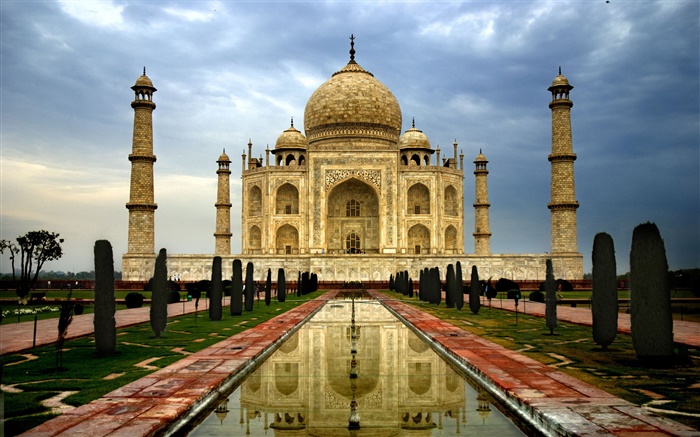 Índia Agra Taj Mahal, crepúsculo, nuvens Papéis de Parede, imagem