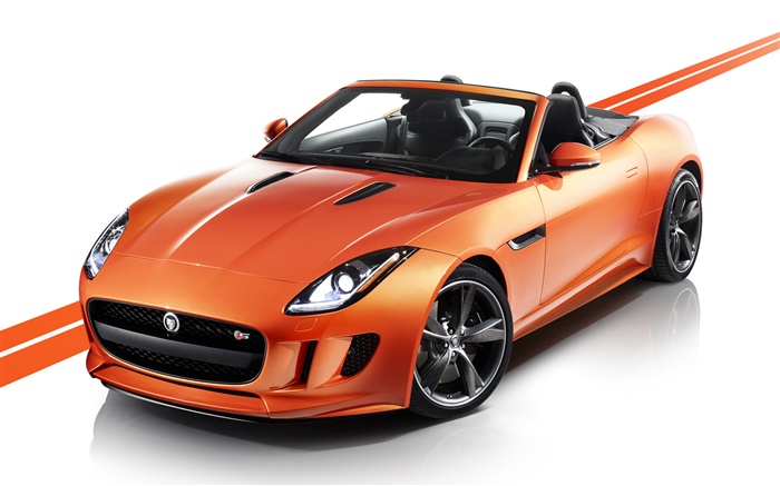 Jaguar F-tipo de carro laranja Papéis de Parede, imagem