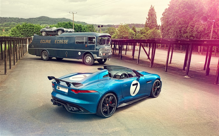 Jaguar Projeto 7 Concept carro azul Papéis de Parede, imagem
