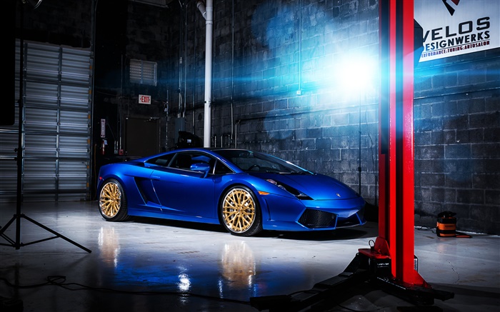 Lamborghini Gallardo cor azul supercar Papéis de Parede, imagem