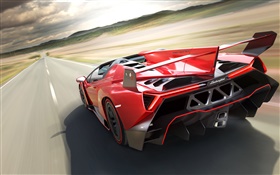 Lamborghini Veneno Roadster supercar vermelho vista traseira