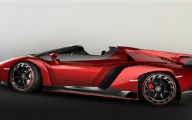 Lamborghini Veneno Roadster supercar vermelho vista lateral HD Papéis de Parede