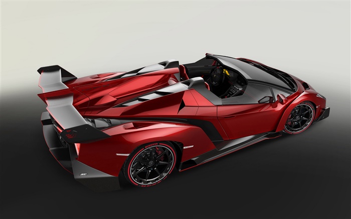 Lamborghini Veneno Roadster supercar vermelho vista lateral superior Papéis de Parede, imagem