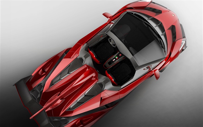 Lamborghini Veneno Roadster supercar vermelho vista de cima Papéis de Parede, imagem