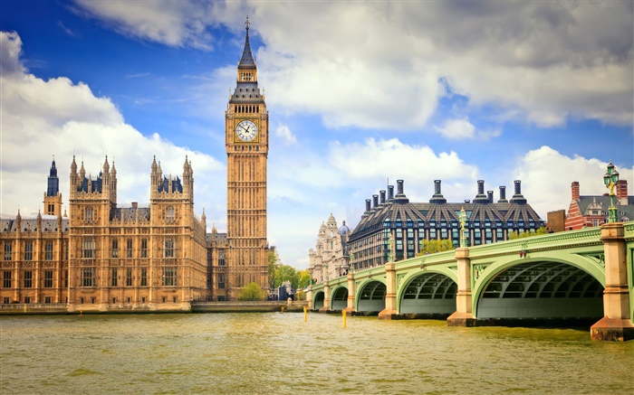 Londres, Inglaterra, cidade, ponte, rio, Big Ben Papéis de Parede, imagem