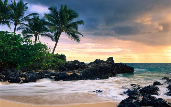 Makena Cove, Ilha de Maui, Havaí, praia secreta Papéis de Parede, imagem