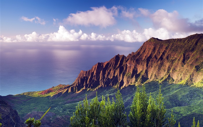 Na Pali Coast State Park pôr do sol no Havaí Papéis de Parede, imagem