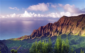 Na Pali Coast State Park pôr do sol no Havaí HD Papéis de Parede