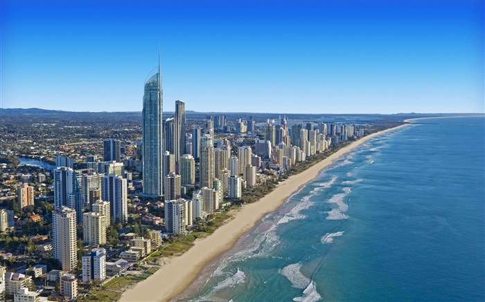 Queensland, Austrália, arquitectura da cidade, costa, edifícios Papéis de Parede, imagem