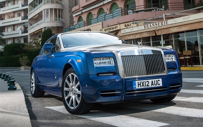 Rolls-Royce Motor Cars, carro azul front view Papéis de Parede, imagem