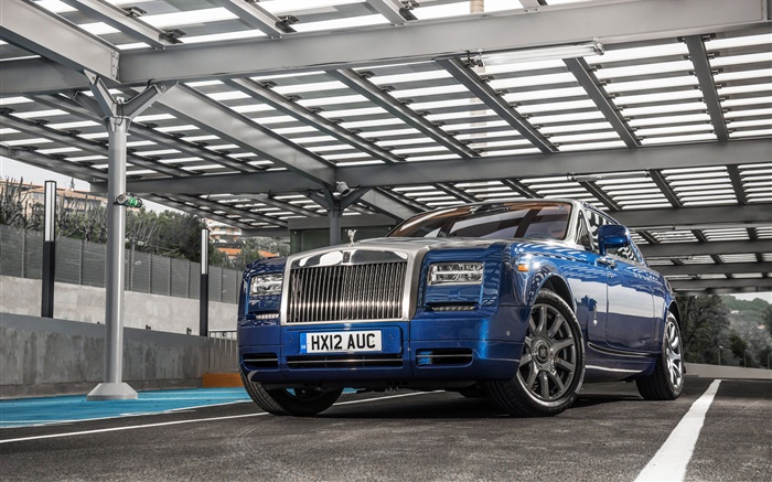 Rolls-Royce Motor Cars, azul carro parar Papéis de Parede, imagem