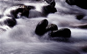 Córrego, rio, pedra negra