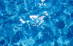 Água, bokeh, azul, luz solar