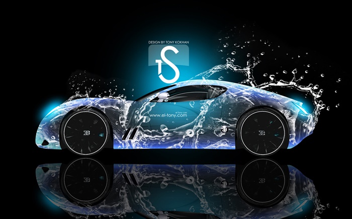 Água carro respingo, Bugatti, design criativo Papéis de Parede, imagem