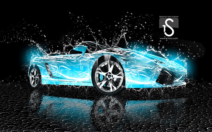 Água carro respingo, azul Lamborghini, design criativo Papéis de Parede, imagem