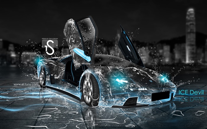 Água carro respingo, design criativo, Lamborghini Papéis de Parede, imagem