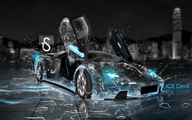 Água carro respingo, design criativo, Lamborghini HD Papéis de Parede