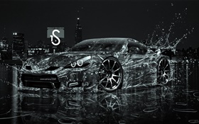 Água carro respingo, design criativo, supercar preto