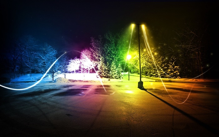 Luz colorida abstrato, noite, inverno Papéis de Parede, imagem
