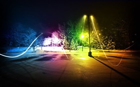 Luz colorida abstrato, noite, inverno HD Papéis de Parede