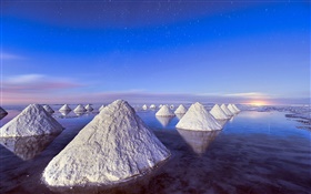 Mar Morto, por do sol, montes de sal HD Papéis de Parede